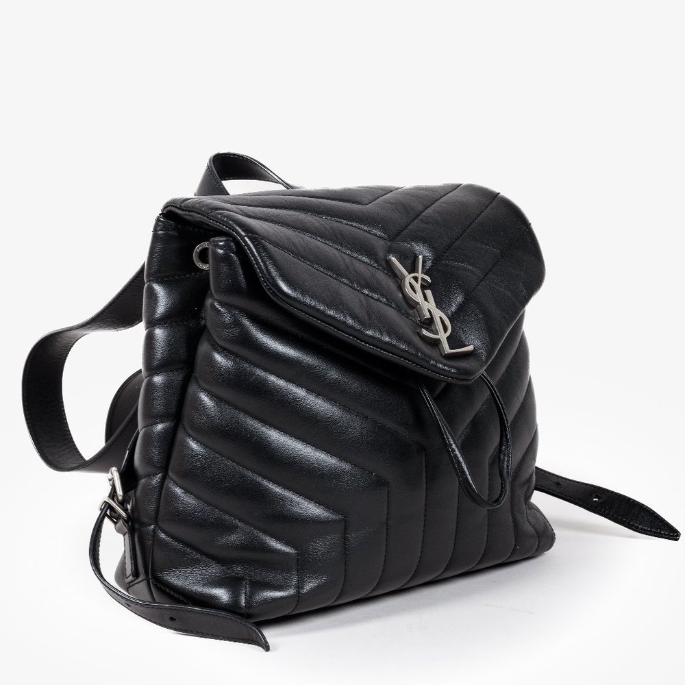 Saint Laurent Loulou Y Quilted Black Calfskin Backpack - Small